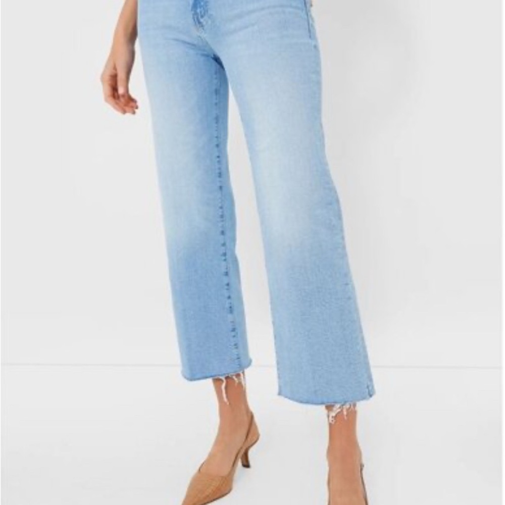 MOTHER DENIM The Kick It High Rise Frayed Ankle Jeans in Norway Dude - Size 28